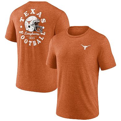 Men's Fanatics Branded Heather Texas Orange Texas Longhorns Old-School Bold Tri-Blend T-Shirt