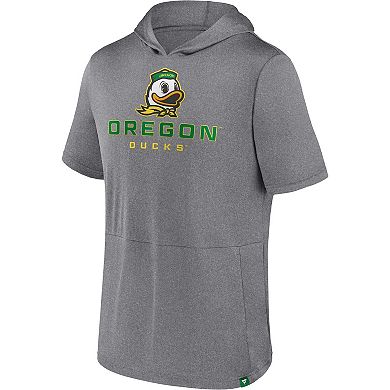 Men's Fanatics Branded Heather Gray Oregon Ducks Modern Stack Hoodie T-Shirt