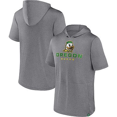 Men's Fanatics Branded Heather Gray Oregon Ducks Modern Stack Hoodie T-Shirt