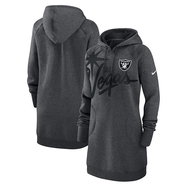 Women s Nike Heather Charcoal Las Vegas Raiders Fleece Raglan Hoodie Dress