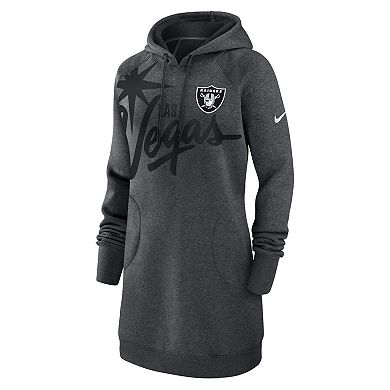 Women's Nike Heather Charcoal Las Vegas Raiders Fleece Raglan Hoodie Dress