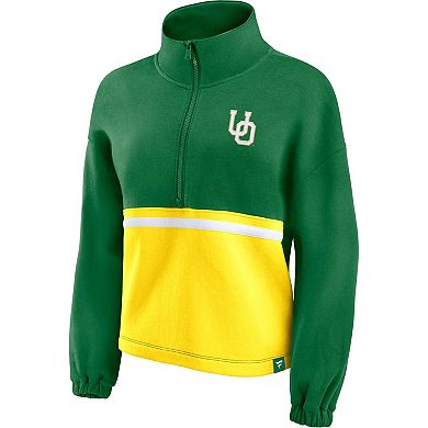 Women's Fanatics Branded Green Oregon Ducks Fleece Half-Zip Jacket