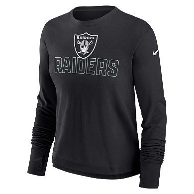 Women's Nike Black Las Vegas Raiders High Hip Performance Long Sleeve T-Shirt