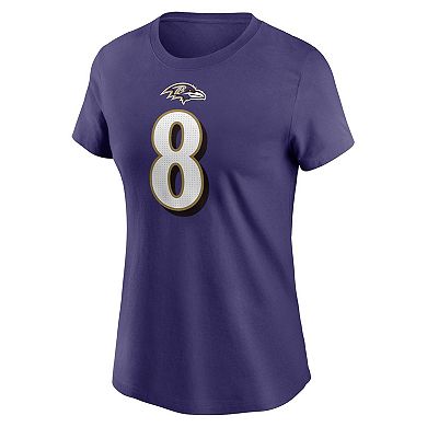 Women's Nike Lamar Jackson Purple Baltimore Ravens Player Name & Number T-Shirt