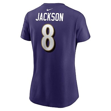 Women's Nike Lamar Jackson Purple Baltimore Ravens Player Name & Number T-Shirt