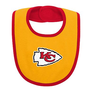 Newborn & Infant Red/Gold Kansas City Chiefs Home Field Advantage Three-Piece Bodysuit, Bib & Booties Set