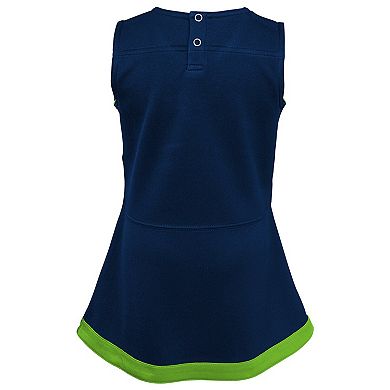 Girls Toddler Navy Seattle Seahawks Cheer Captain Dress with Bloomers