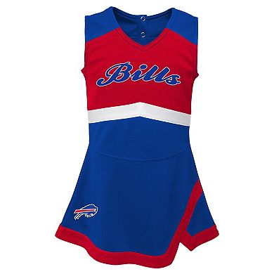 Girls Toddler Royal Buffalo Bills Two-Piece Cheer Captain Jumper Dress & Bloomers Set