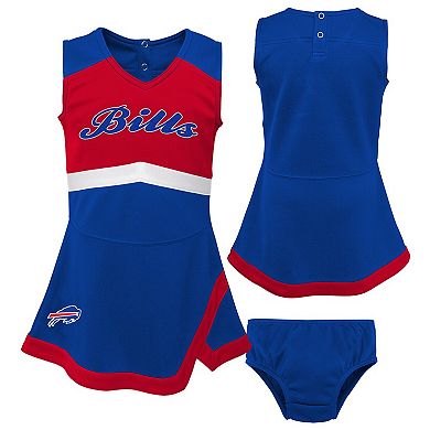 Girls Toddler Royal Buffalo Bills Two-Piece Cheer Captain Jumper Dress & Bloomers Set
