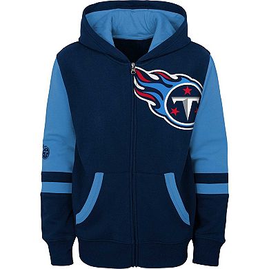 Youth Navy Tennessee Titans Colorblock Full-Zip Hoodie