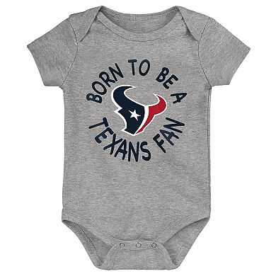 Infant Navy/Red/Gray Houston Texans Born to Be 3-Pack Bodysuit Set