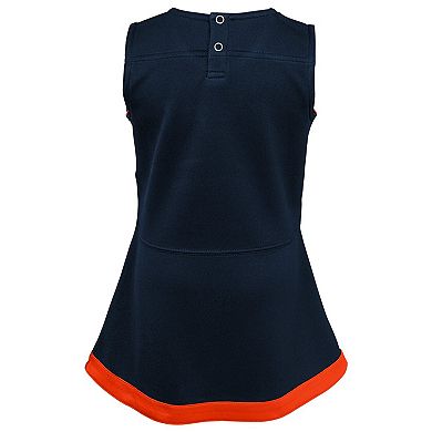 Girls Preschool Navy Chicago Bears Two-Piece Cheer Captain Jumper Dress with Bloomers Set