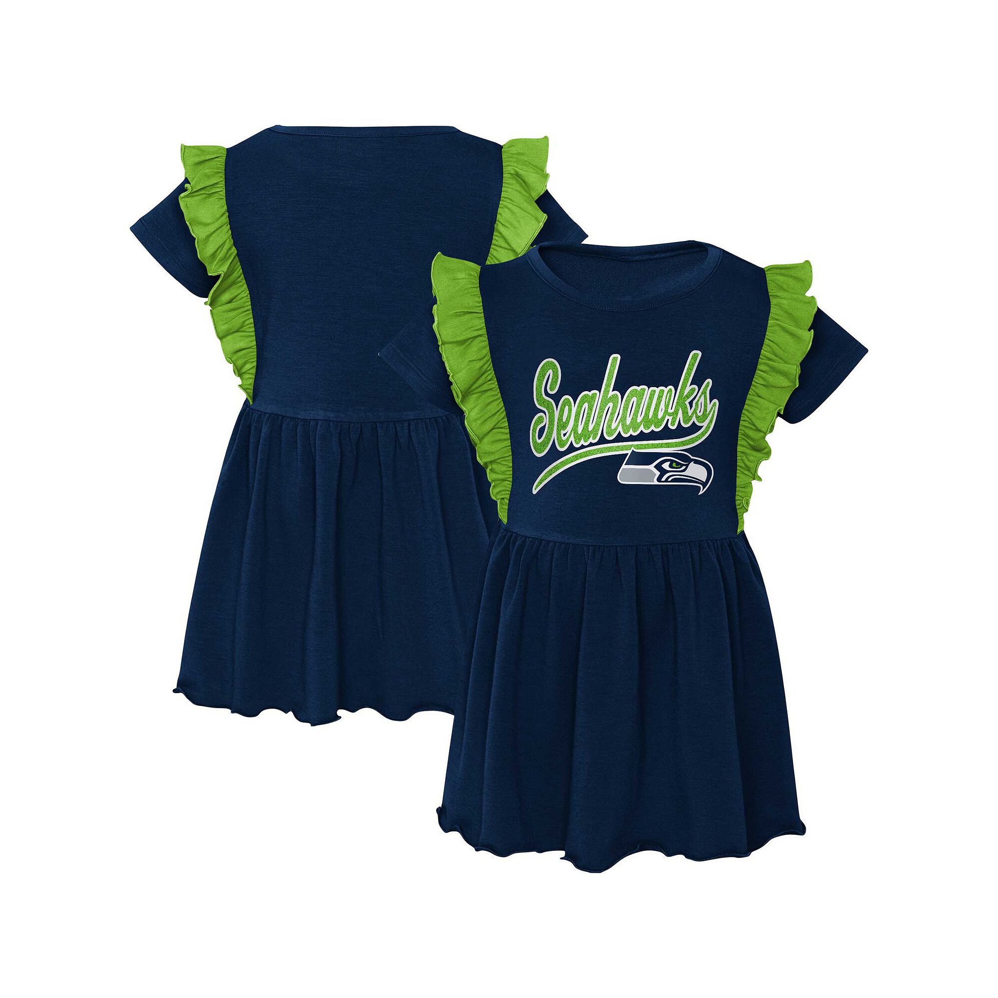 Girls Preschool College Navy Seattle Seahawks Too Cute Tri-Blend Dress, Gir
