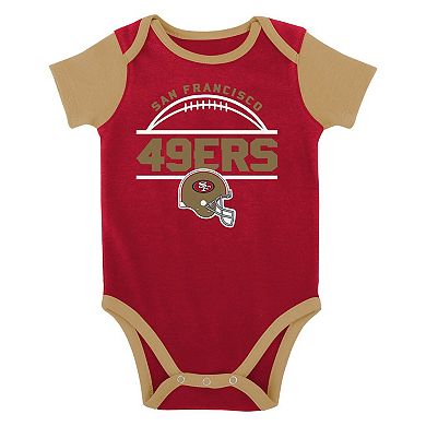 Newborn & Infant Scarlet/Gold San Francisco 49ers Home Field Advantage Three-Piece Bodysuit, Bib & Booties Set