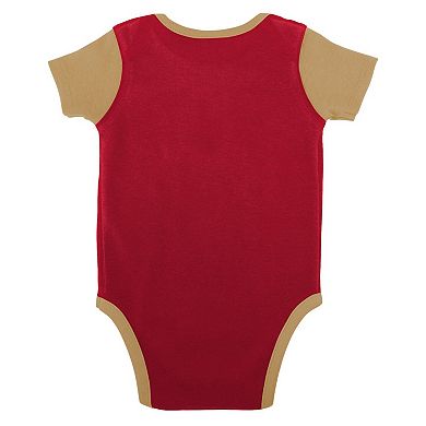 Newborn & Infant Scarlet/Gold San Francisco 49ers Home Field Advantage Three-Piece Bodysuit, Bib & Booties Set