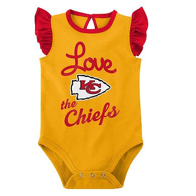 Girls Newborn & Infant  Red/Gold Kansas City Chiefs Spread the Love 2-Pack Bodysuit Set