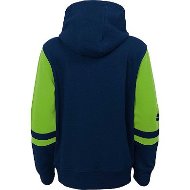 Youth Navy Seattle Seahawks Colorblock Full-Zip Hoodie