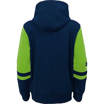 Youth Navy Seattle Seahawks Colorblock Full Zip Hoodie