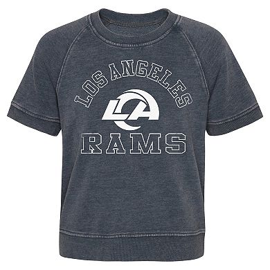 Girls Juniors Heather Charcoal Los Angeles Rams Cheer Squad Raglan T-Shirt