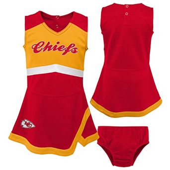 Girls Toddler Red Kansas City Chiefs Two-Piece Cheer Captain Jumper Dress & Bloomers Set