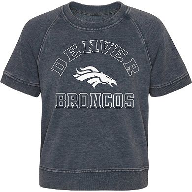 Girls Juniors Heather Charcoal Denver Broncos Cheer Squad Raglan T-Shirt