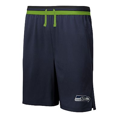 Men's Navy Seattle Seahawks Cool Down Tri-Color Elastic Training Shorts