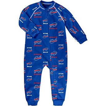 Toddler Royal Buffalo Bills Allover Print Raglan Full-Zip Sleeper