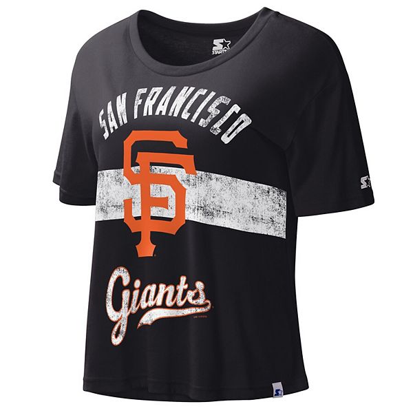 Women's Starter Black San Francisco Giants Record Setter Crop Top