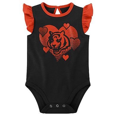 Girls Newborn & Infant Black/Orange Cincinnati Bengals Spread the Love 2-Pack Bodysuit Set