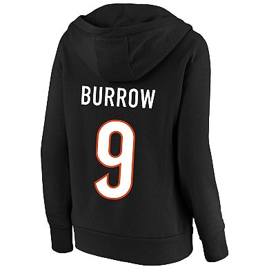 Women's Profile Joe Burrow Black Cincinnati Bengals Plus Size Player Name & Number Pullover Hoodie
