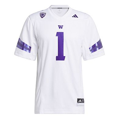 Men's adidas #1 White Washington Huskies Premier Football Jersey