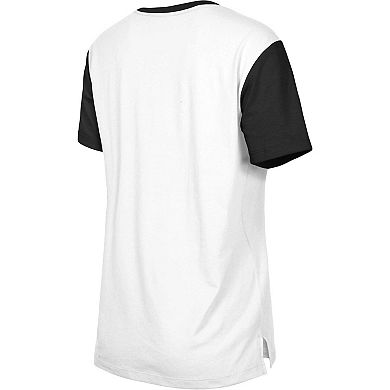 Women's New Era White/Black Pittsburgh Steelers Third Down Colorblock T-Shirt