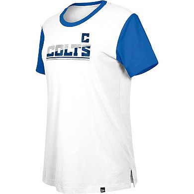 Women's New Era White/Royal Indianapolis Colts Third Down Colorblock T-Shirt