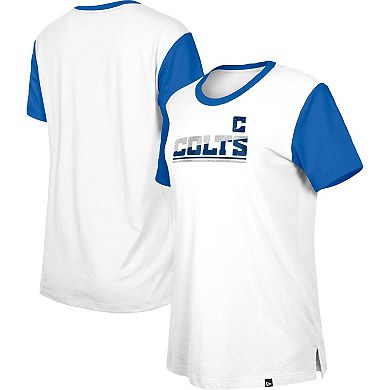 Women's New Era  White/Royal Indianapolis Colts Third Down Colorblock T-Shirt