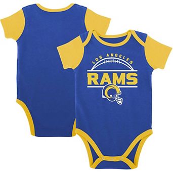 Newborn & Infant Royal/Gold Los Angeles Rams Home Field Advantage Three-Piece Bodysuit, Bib & Booties Set