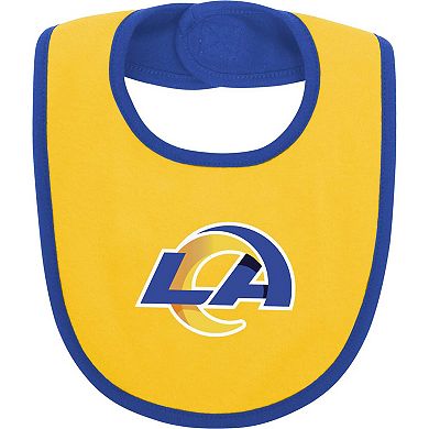 Newborn & Infant Royal/Gold Los Angeles Rams Home Field Advantage Three-Piece Bodysuit, Bib & Booties Set