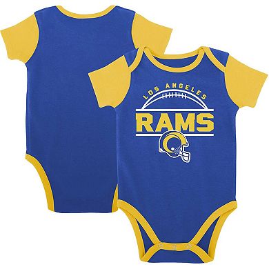 Newborn & Infant Royal/Gold Los Angeles Rams Home Field Advantage Three-Piece Bodysuit, Bib & Booties Set