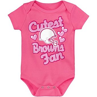 Girls Newborn & Infant Pink Cleveland Browns Cutest Fan Hearts Bodysuit