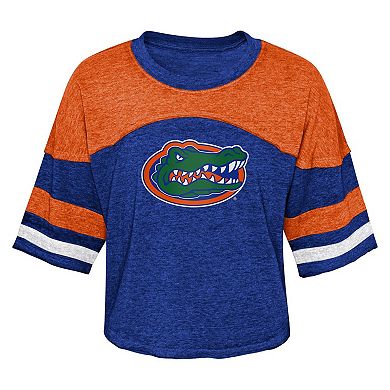 Girls Youth Royal Florida Gators Sunday Friday Sleeve Stripe Jersey T-Shirt