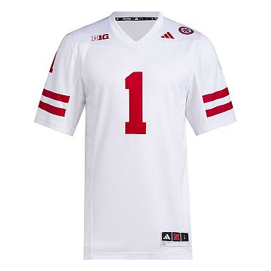 Men's adidas #1 White Nebraska Huskers Premier Football Jersey