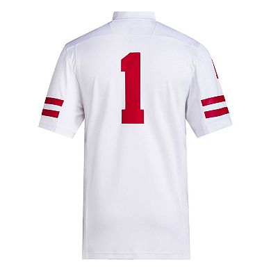 Men's adidas #1 White Nebraska Huskers Premier Football Jersey