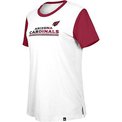 Women's New Era White/Cardinal Arizona Cardinals Third Down Colorblock T-Shirt