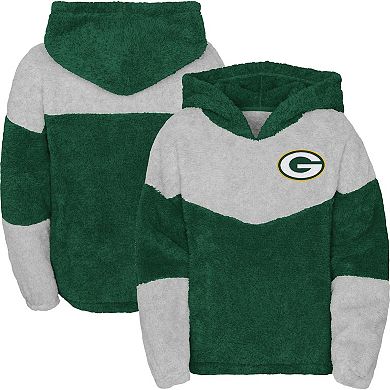 Girls Youth Green Green Bay Packers Ready Set Play Teddy Fleece Pullover Hoodie