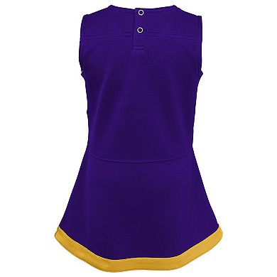 Girls Toddler Purple Minnesota Vikings Two-Piece Cheer Captain Jumper Dress & Bloomers Set