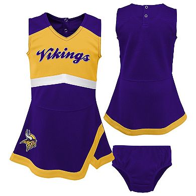 Girls Toddler Purple Minnesota Vikings Two-Piece Cheer Captain Jumper Dress & Bloomers Set