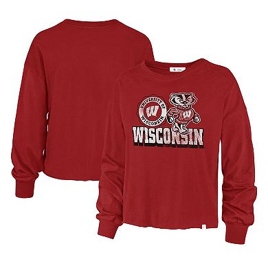 Women's '47 Red Wisconsin Badgers Bottom Line Parkway Long Sleeve High Waist T-Shirt