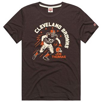 Men's Homage Joe Thomas Brown Cleveland Browns Retired Player Caricature Tri-Blend T-Shirt