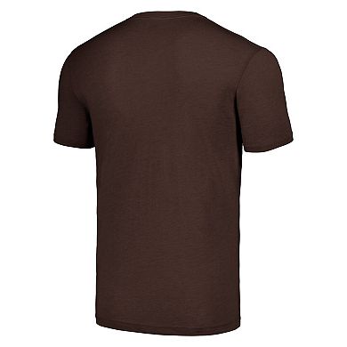 Men's Homage Joe Thomas Heathered Brown Cleveland Browns Caricature Retired Player Tri-Blend T-Shirt