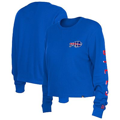 Women s New Era Royal Buffalo Bills Thermal Crop Long Sleeve T Shirt