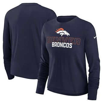 Women's Nike Navy Denver Broncos High Hip Performance Long Sleeve T-Shirt